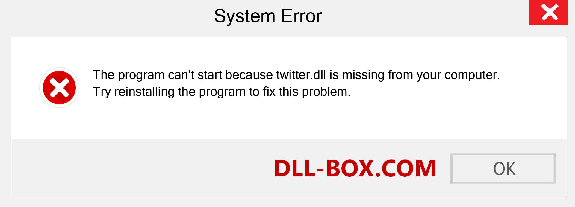  twitter.dll file is missing?. Download for Windows 7, 8, 10 - Fix  twitter dll Missing Error on Windows, photos, images